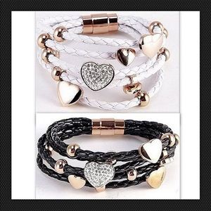 Love CZ Heart Bracelet Rose Gold Braided